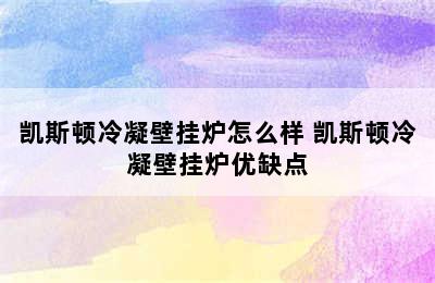 凯斯顿冷凝壁挂炉怎么样 凯斯顿冷凝壁挂炉优缺点